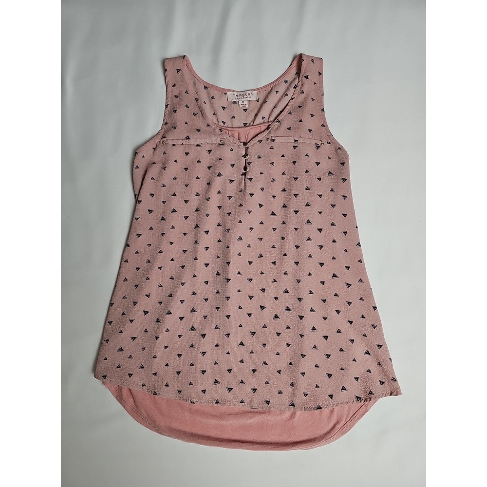 Tempted Sleeveless Summer Blouse Loose Tank Top Mauve Size M Gold‎ Buttons